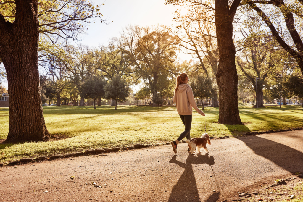Lady in park with dog